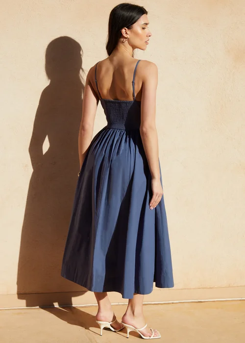 Threadbare Blue V Neck Fit & Flare Midi Dress - 8 Image 2