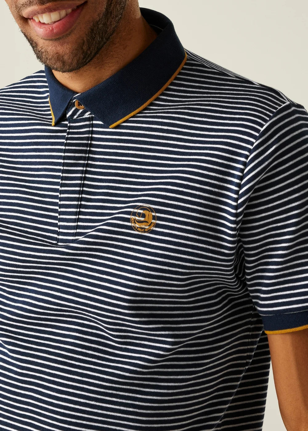 Regatta Navy Stone White Stripe Tiver Polo Shirt - XL Image 4