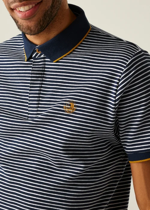 Regatta Navy Stone White Stripe Tiver Polo Shirt - XL Image 4