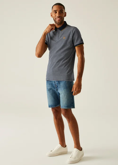 Regatta Navy Stone White Stripe Tiver Polo Shirt - XL Image 3