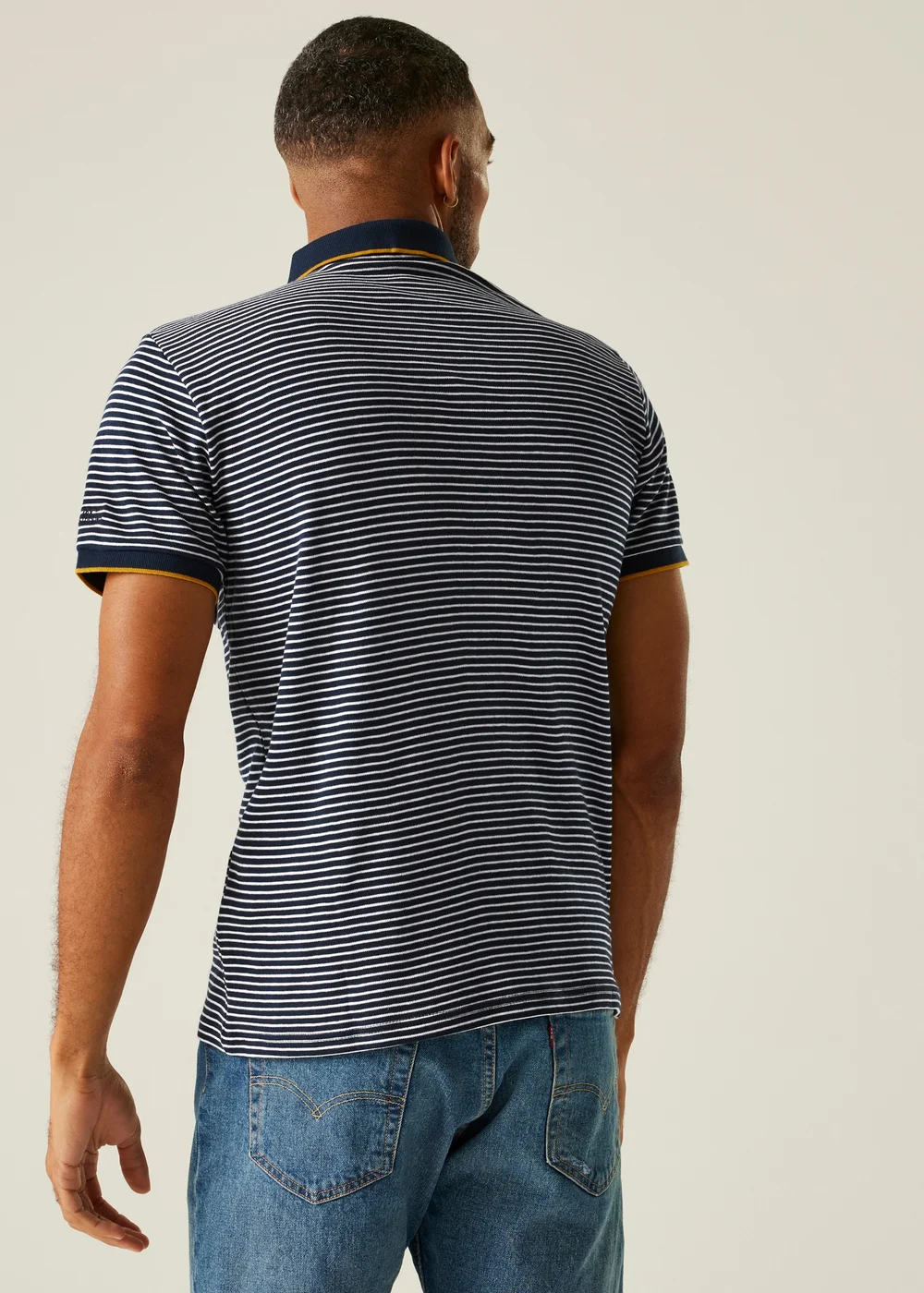 Regatta Navy Stone White Stripe Tiver Polo Shirt - XL Image 2