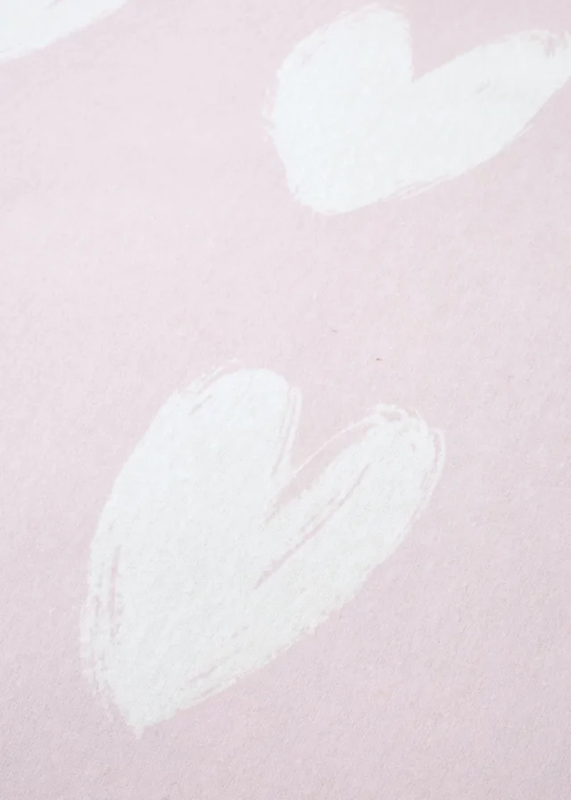 Catherine Lansfield Brushed Cotton Hearts Pink White Fitted Sheet