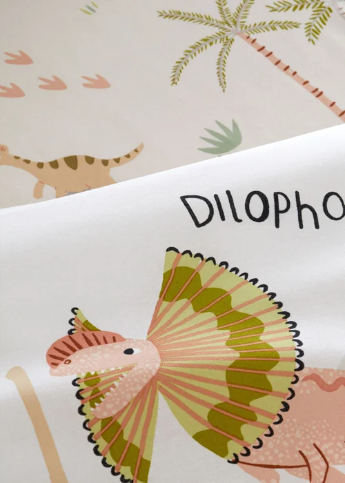 Catherine Lansfield Sleepy Dino Natural Green Fitted Sheet - Junior Image 2