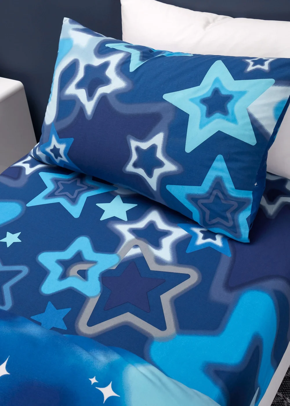 Catherine Lansfield Ombre Stars Bright Blue Fitted Sheet - Single Image 1