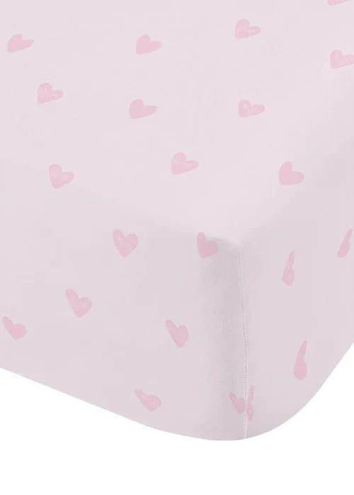 Catherine Lansfield Kids Soft Cloud Hearts Pink Fitted Sheet - Single Image 2
