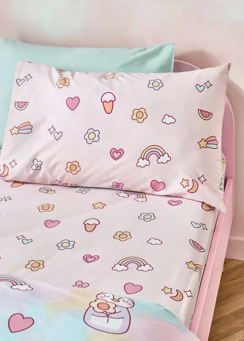 Catherine Lansfield Kids Pink Forever Together Fitted Sheet - Junior Image 1