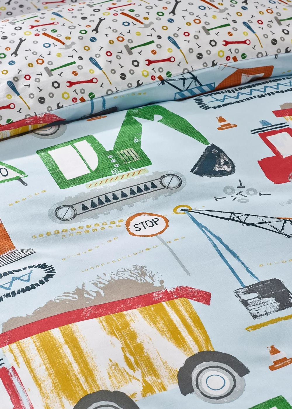 Catherine Lansfield Kids Digger Dreams Reversible Duvet Cover Set Blue - Junior Image 4