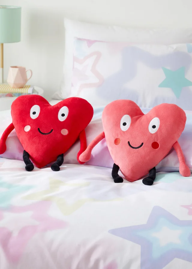 Catherine Lansfield Pink Red Forever Together Sweet Hearts Magnetic Hands Cushions