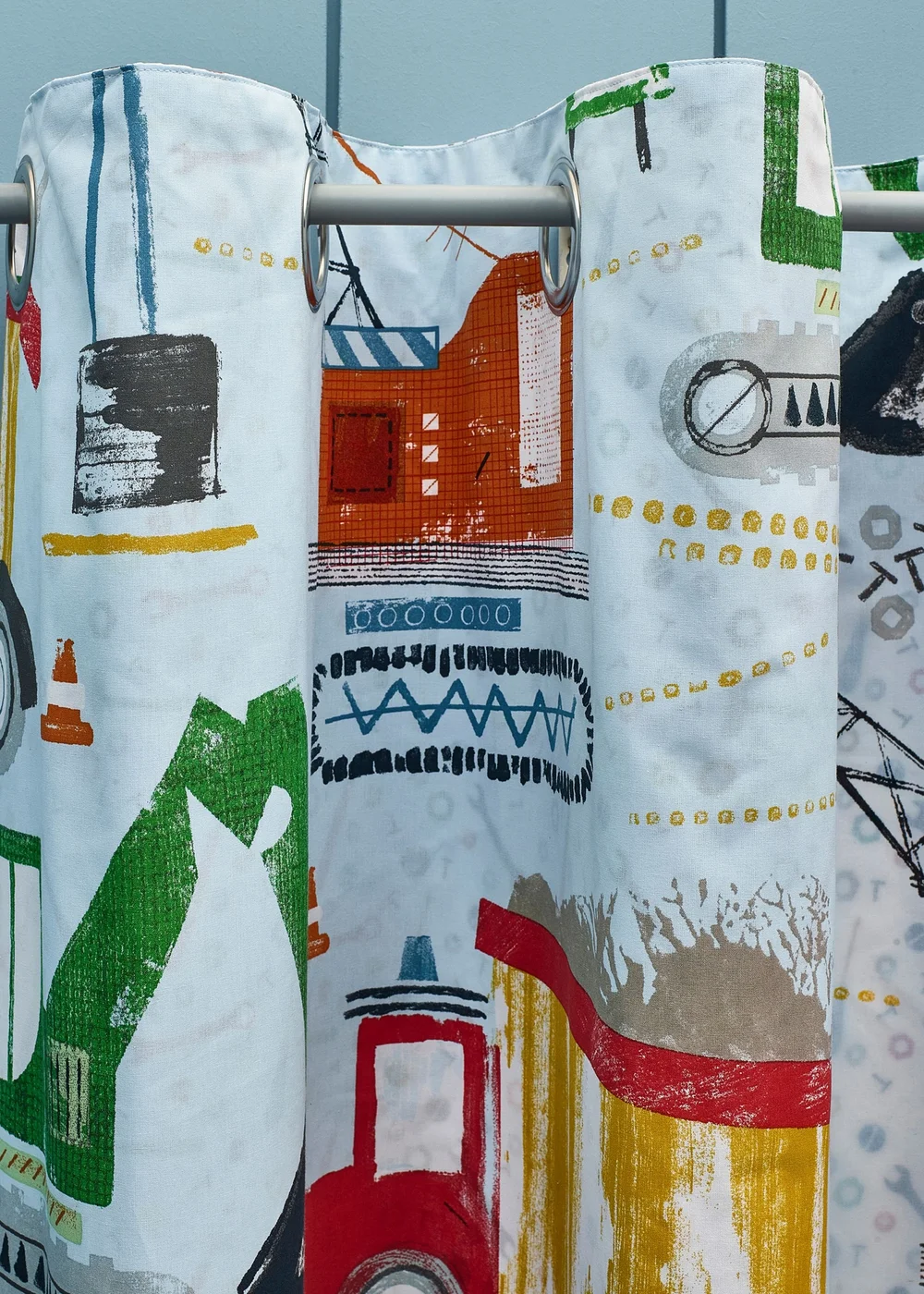 Catherine Lansfield Kids Digger Dreams Fully Reversible Eyelet Curtains Blue - 66W X 72D (168x183cm) Image 4