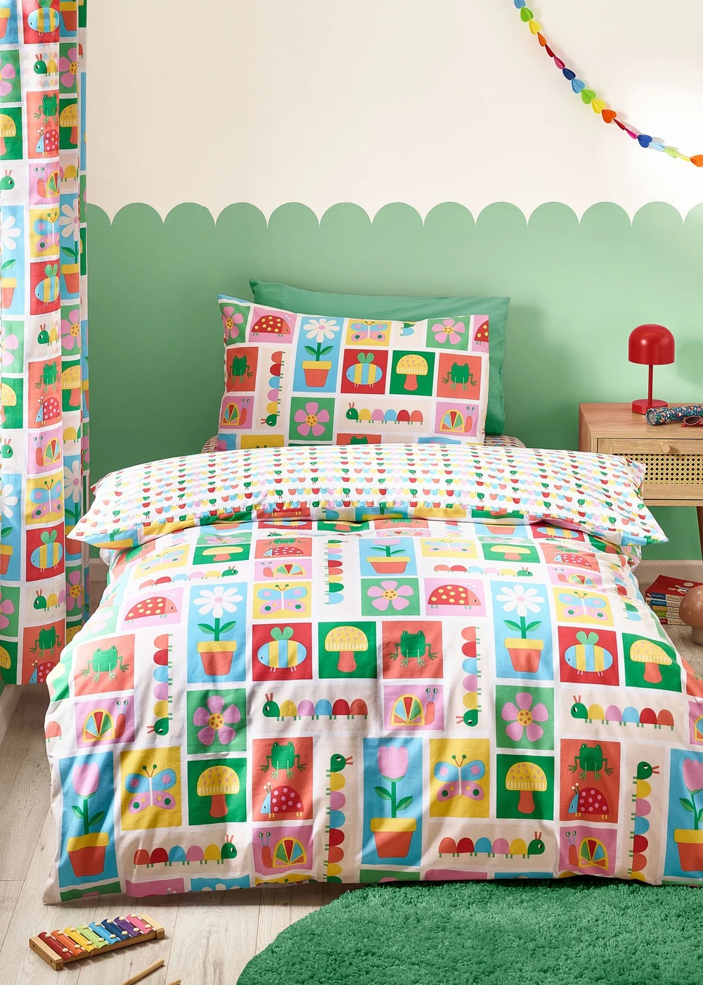 Catherine Lansfield Kids Curious Caterpillar Reversible Duvet Cover Set Bright - Junior Image 1