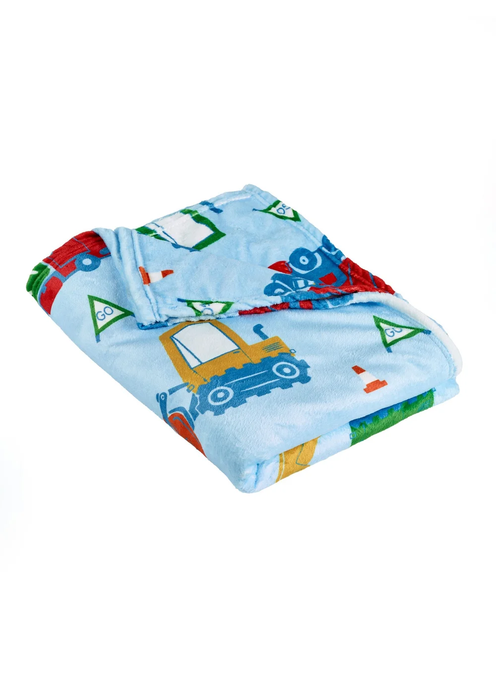 Catherine Lansfield Kids Digger Dreams Cosy Blue Fleece Blanket Throw - One Size Image 5