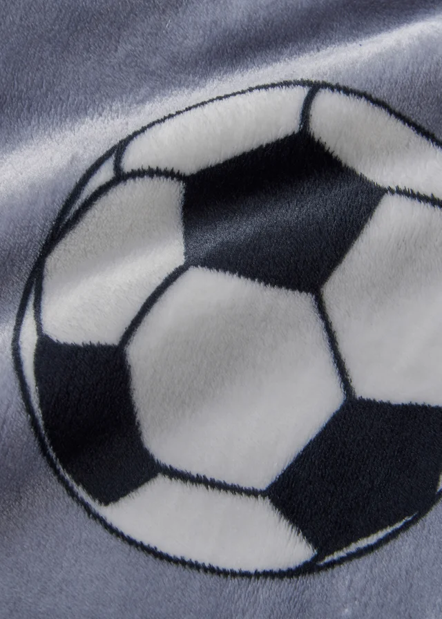 Catherine Lansfield Cosy Grey Football Fleece Blanket Throw