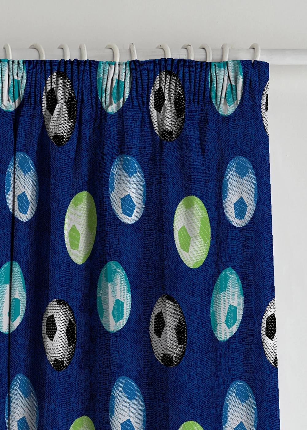 Catherine Lansfield Kids Football Lined Pencil Pleat Curtains Blue - 66W X 72D (168x183cm) Image 2