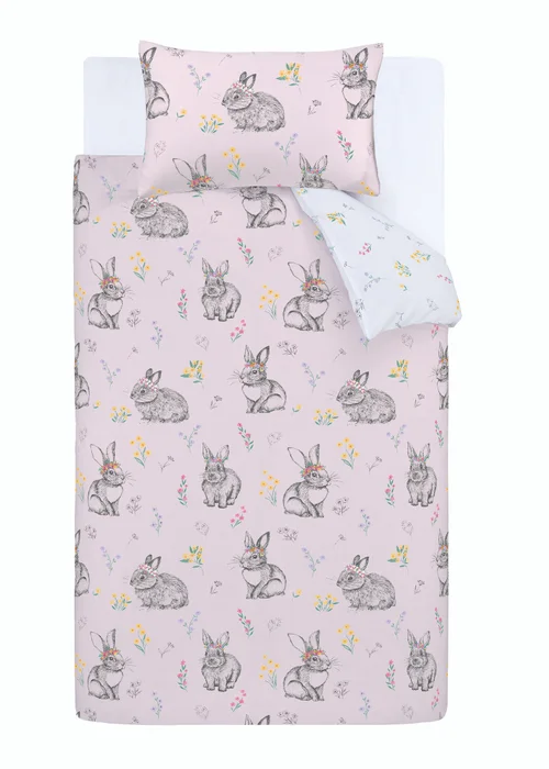 Catherine Lansfield Bunny Tails Ditsy Flowers Reversible Duvet Cover Set Pink - Junior Image 5