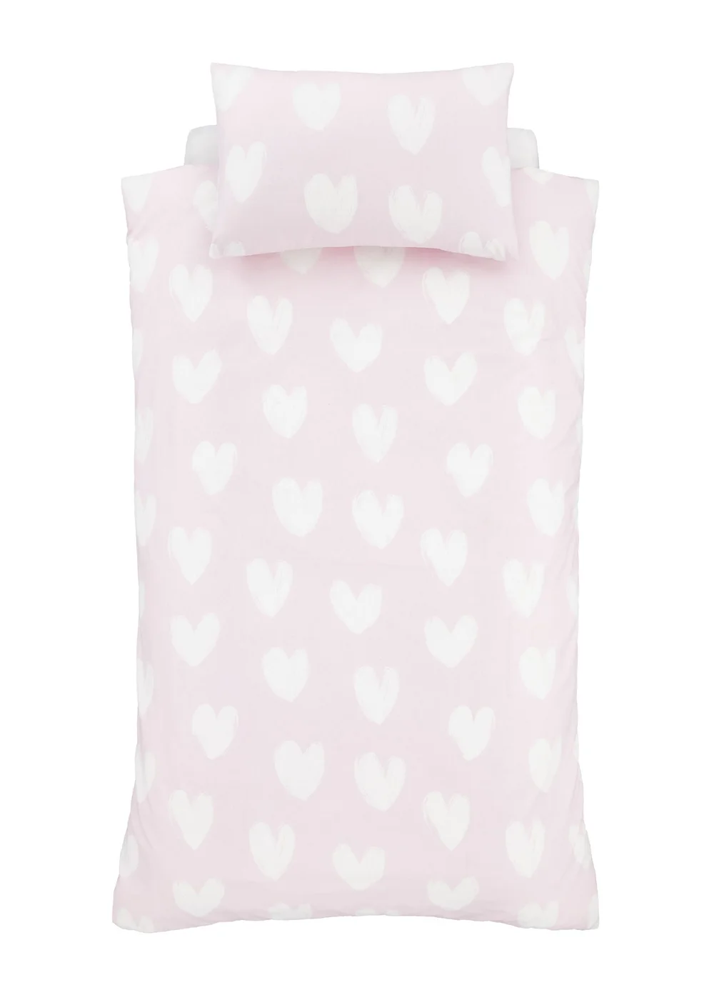Catherine Lansfield Brushed Cotton Hearts Reversible Duvet Cover Set Pink - Junior Image 5