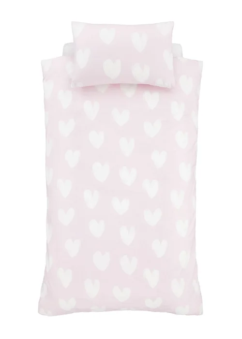 Catherine Lansfield Brushed Cotton Hearts Reversible Duvet Cover Set Pink - Junior Image 5