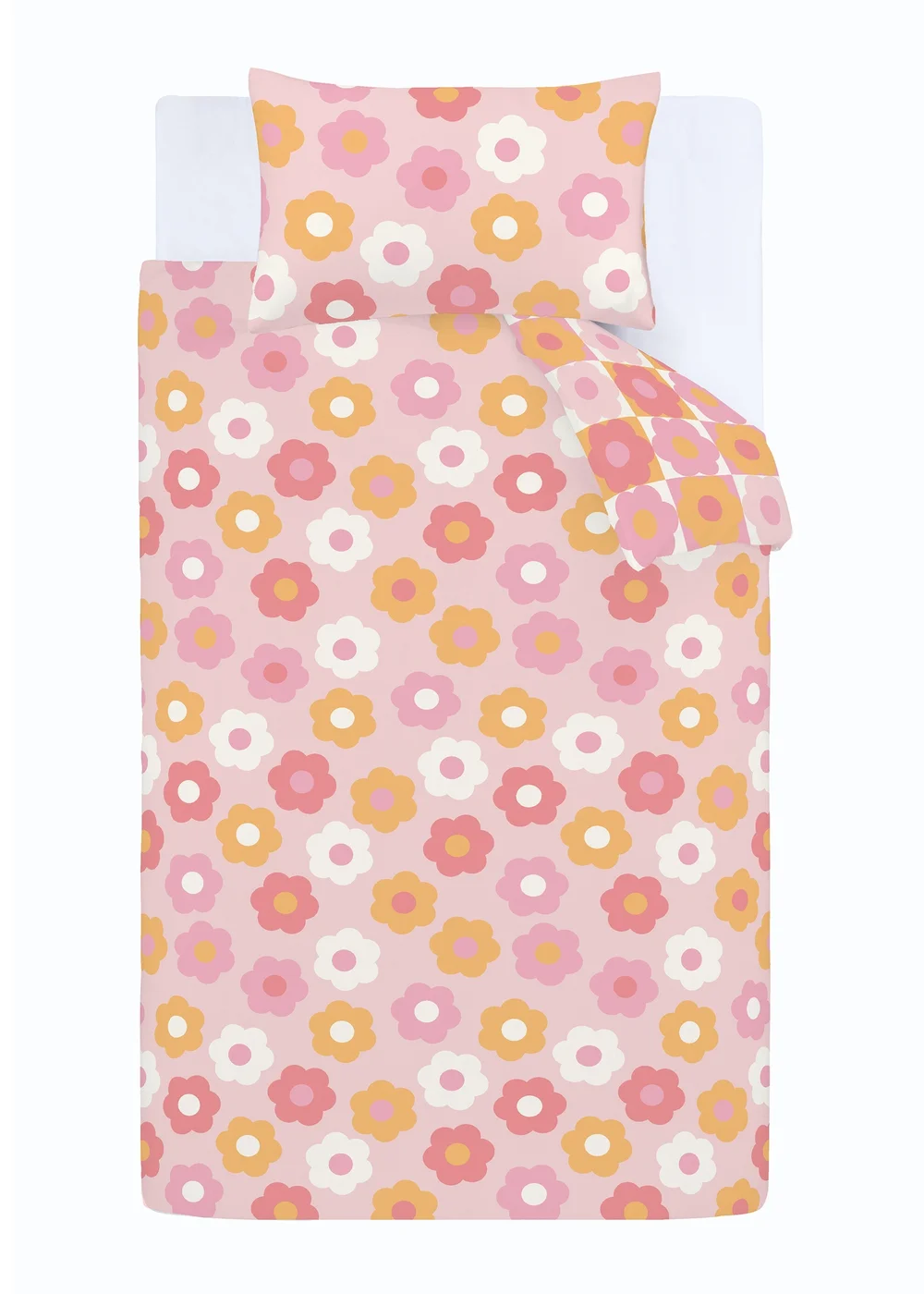Catherine Lansfield Retro Daisy Reversible Duvet Cover Set Pink - Single Image 5
