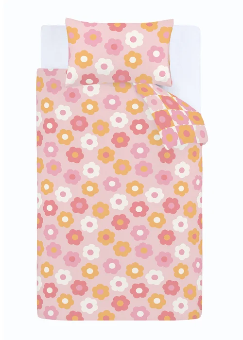 Catherine Lansfield Retro Daisy Reversible Duvet Cover Set Pink - Single Image 5
