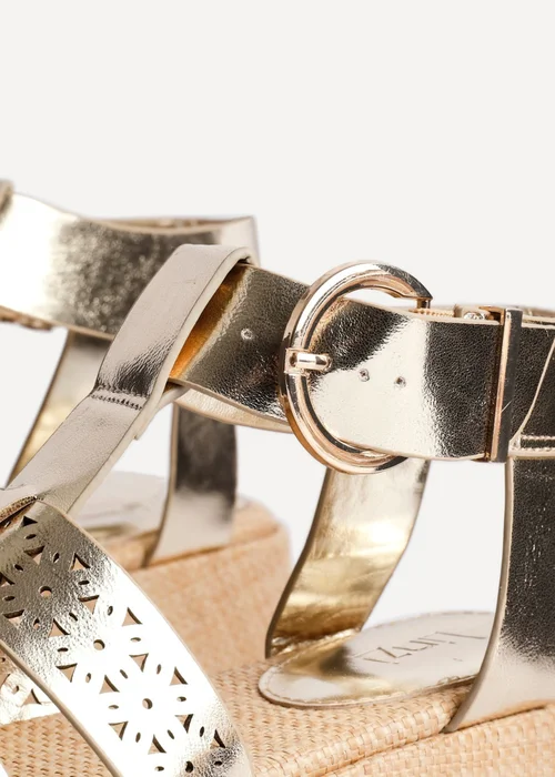 Linzi Sunkissed Gold Gladiator Flatform Sandals - Size 5 Image 3