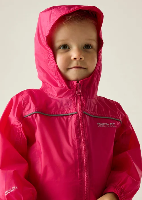 Regatta Jem Kids Puddle IV Dusty Pink Waterproof Breathable Isolite Rainsuit (6 Months - 6 Years) - 18-24 months Image 3