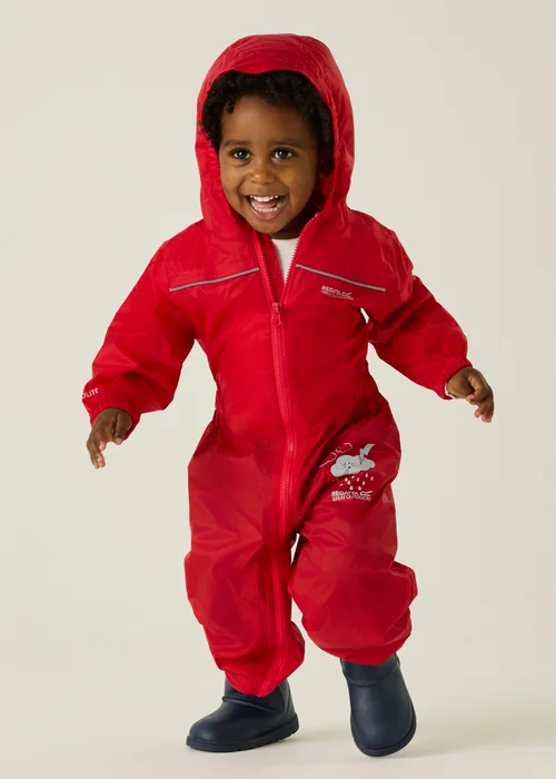 Regatta Pepper Kids Puddle IV Ruby Waterproof Breathable Isolite Rainsuit (6 Months - 6 Years) - 2-3 Yrs Image 4