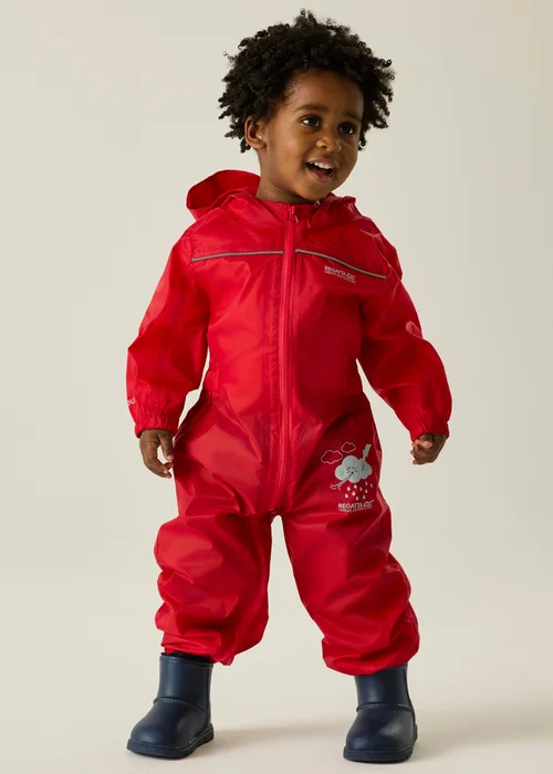 Regatta Pepper Kids Puddle IV Ruby Waterproof Breathable Isolite Rainsuit (6 Months - 6 Years) - 2-3 Yrs Image 1