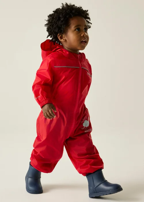 Regatta Pepper Kids Puddle IV Ruby Waterproof Breathable Isolite Rainsuit (6 Months - 6 Years) - 2-3 Yrs Image 3
