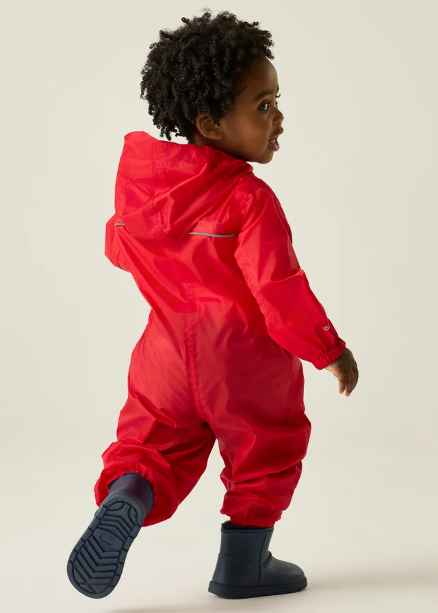 Regatta Pepper Kids Puddle IV Ruby Waterproof Breathable Isolite Rainsuit (6 Months - 6 Years)