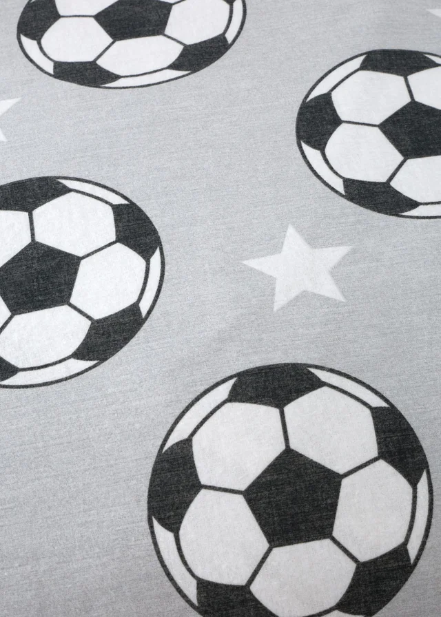 Catherine Lansfield Grey Brushed Cotton Football Stars Fitted Sheet