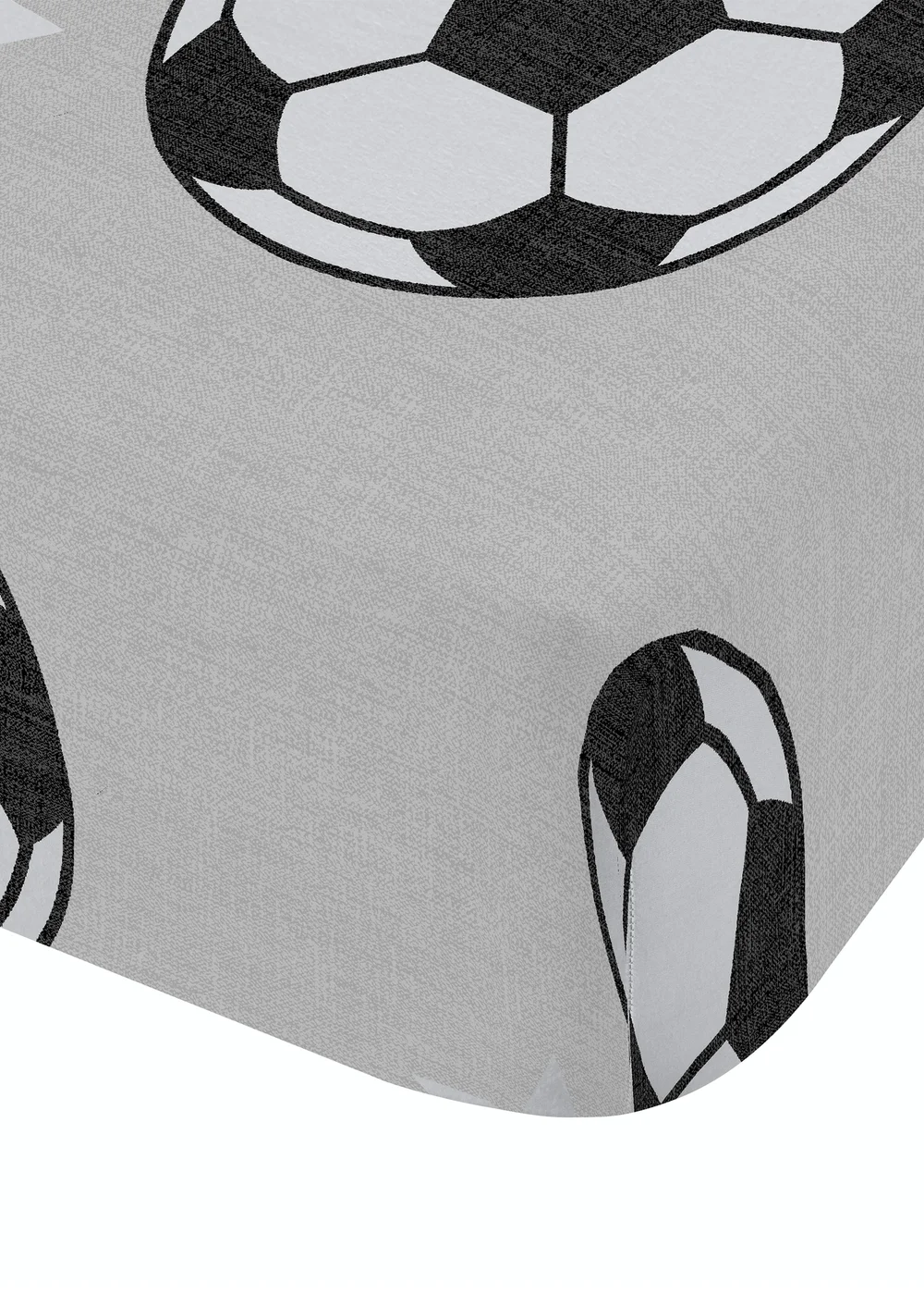 Catherine Lansfield Grey Brushed Cotton Football Stars Fitted Sheet - Junior Image 3