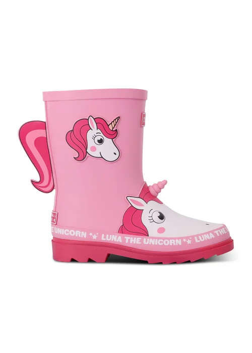 Regatta Luna the Unicorn Pink Kids Mudplay Junior II Waterproof Wellies - 13 Infants Image 1
