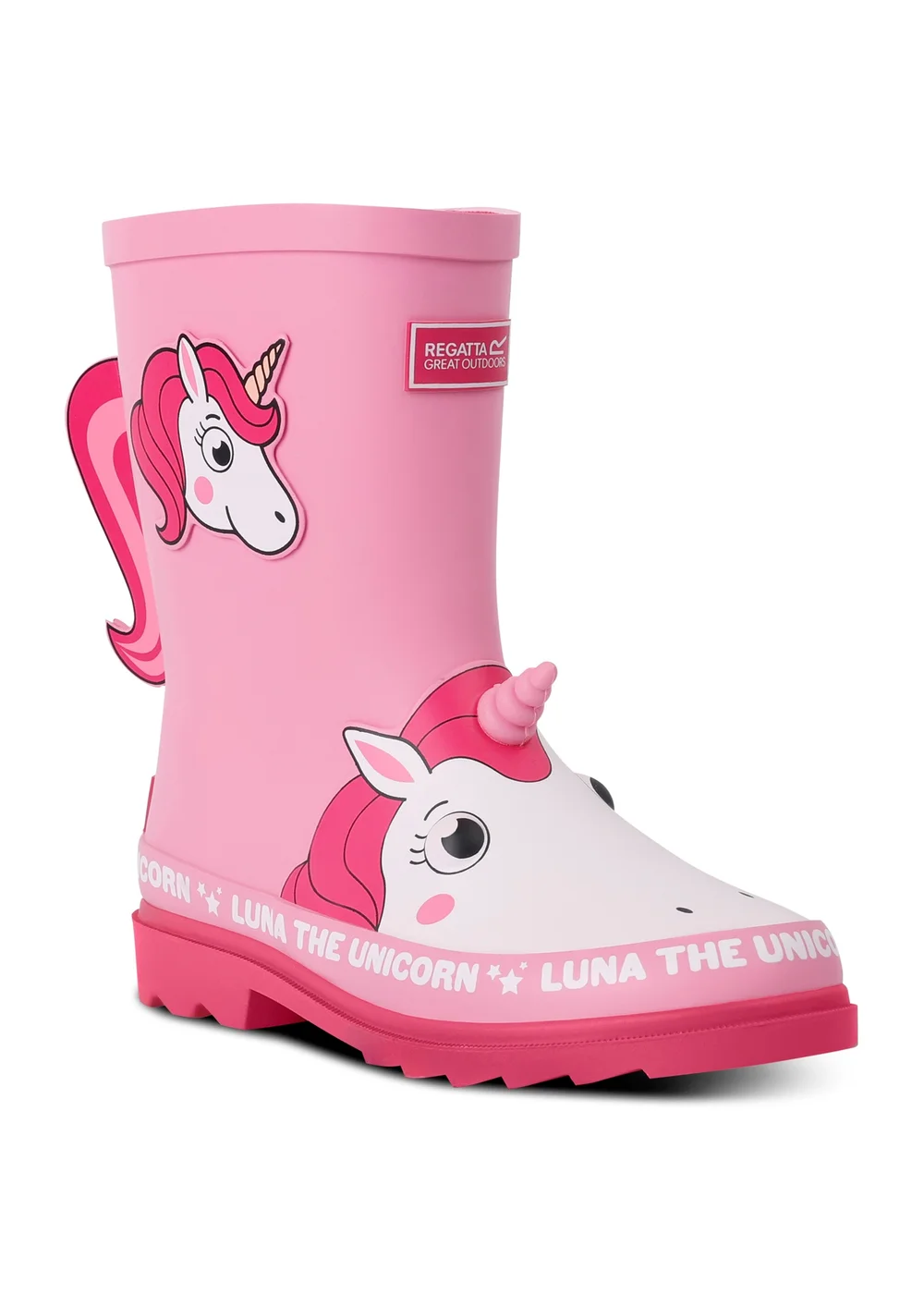 Regatta Luna the Unicorn Pink Kids Mudplay Junior II Waterproof Wellies - 13 Infants Image 4