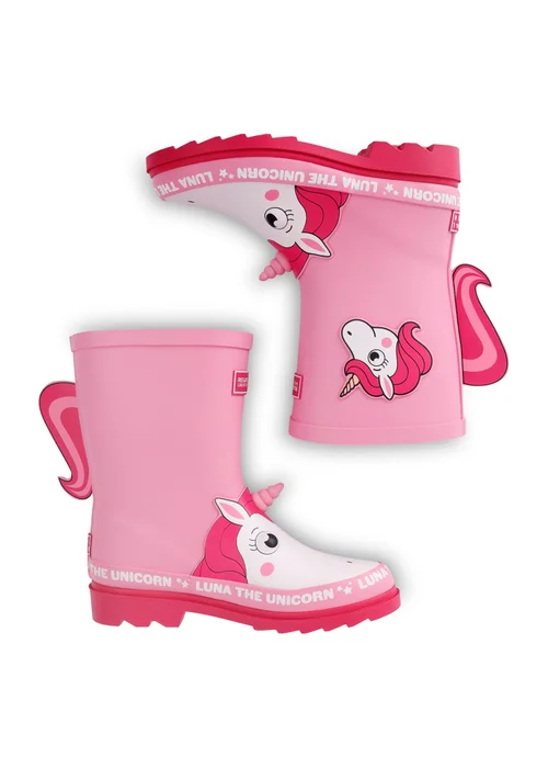 Regatta Luna the Unicorn Pink Kids Mudplay Junior II Waterproof Wellies - 13 Infants Image 3