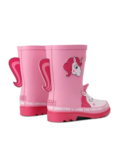 Regatta Luna the Unicorn Pink Kids Mudplay Junior II Waterproof Wellies - 13 Infants Image 2