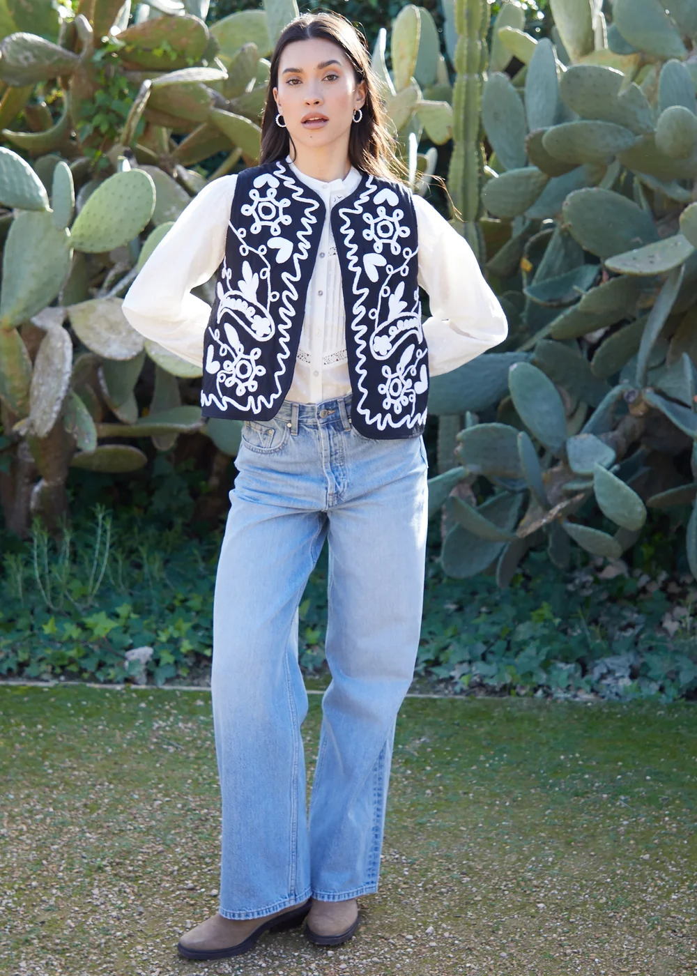Threadbare Cream Cornelli Embroidered Gilet - 8 Image 4