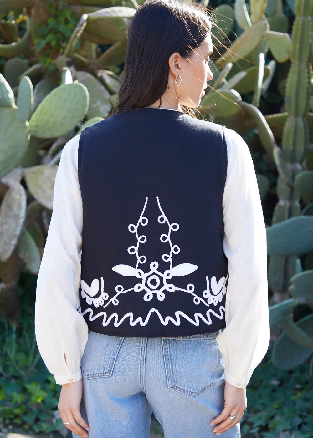 Threadbare Cream Cornelli Embroidered Gilet - 8 Image 2