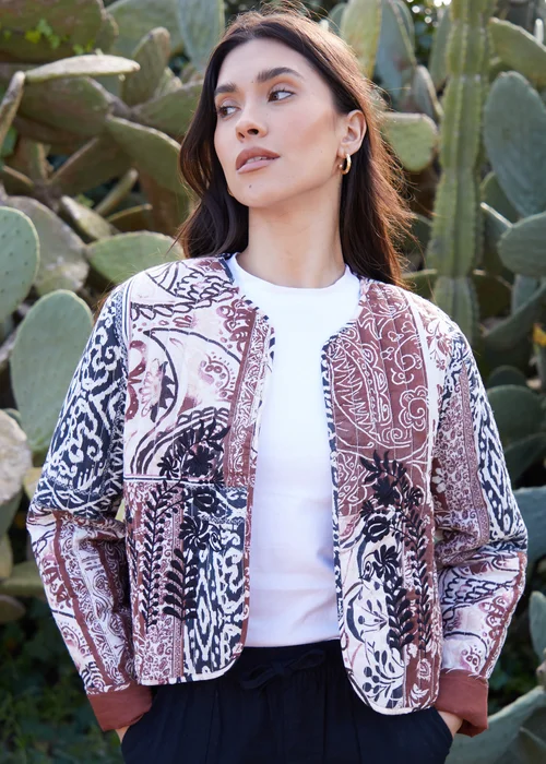Threadbare Terracotta Embroidered Quilted Jacket - 8 Image 1