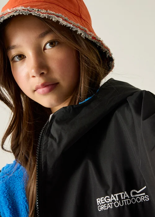 Regatta Black Oxford Blue Kids Junior Waterproof Hydrofort Robe - 3-5 Yrs Image 3