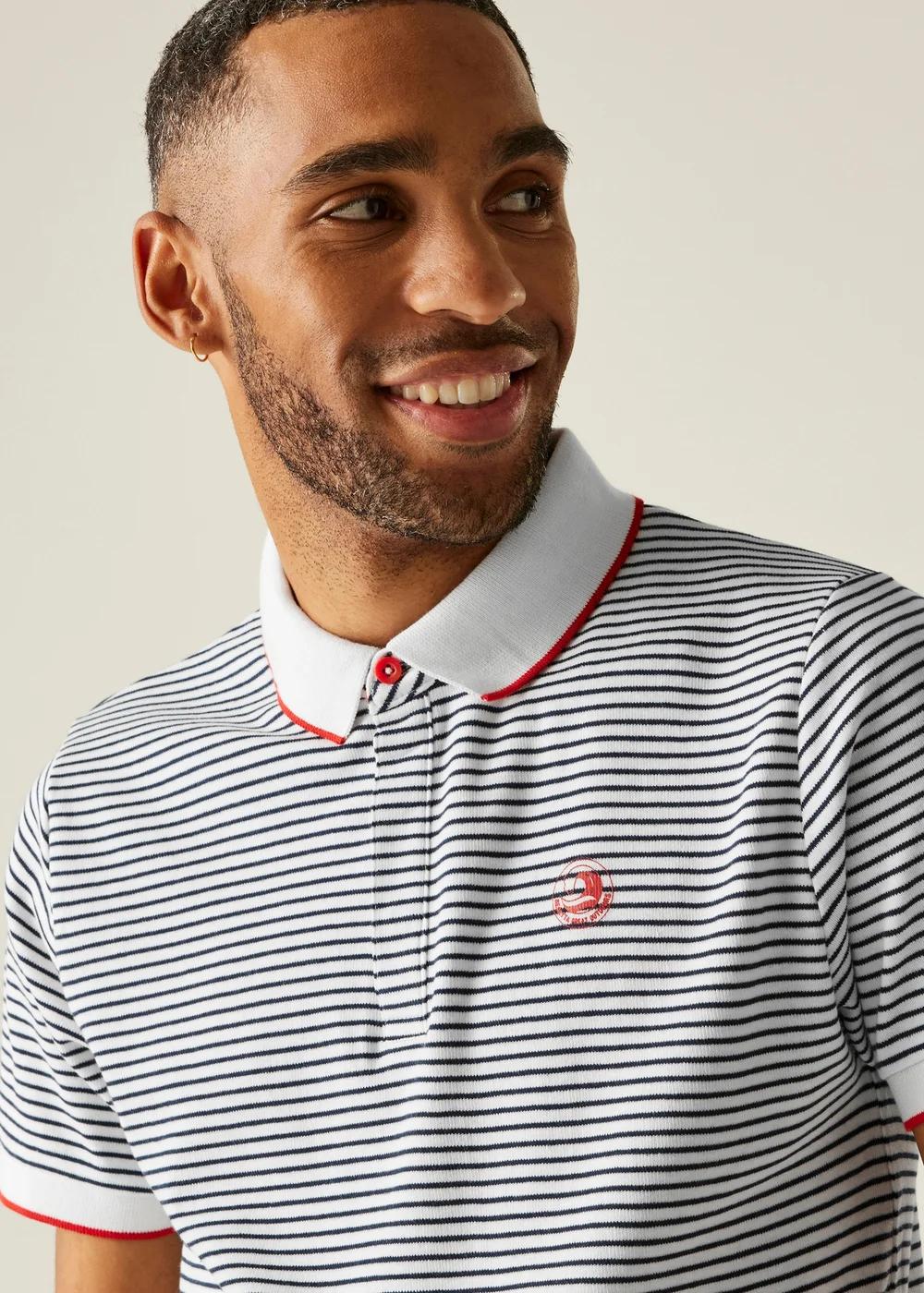 Regatta White/Navy Stripe Tiver Polo Shirt - 2XL Image 4