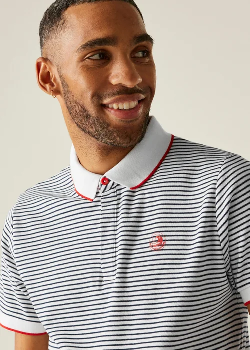 Regatta White/Navy Stripe Tiver Polo Shirt - 2XL Image 4
