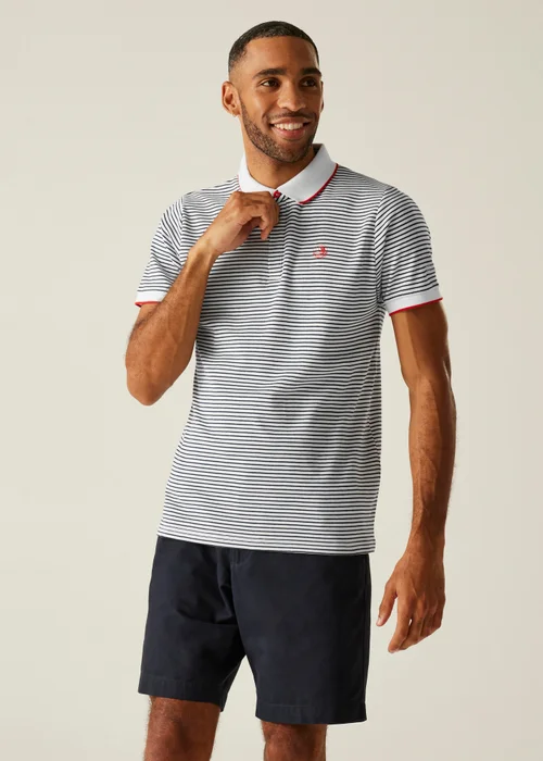 Regatta White/Navy Stripe Tiver Polo Shirt - 2XL Image 1