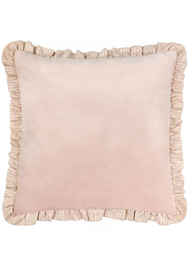 Wylder Solene Ruffle Matte Velvet Pink Cushion (45 x 45 x 8 cm)