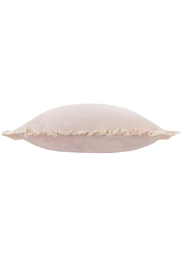 Wylder Solene Ruffle Matte Velvet Pink Cushion (45 x 45 x 8 cm)