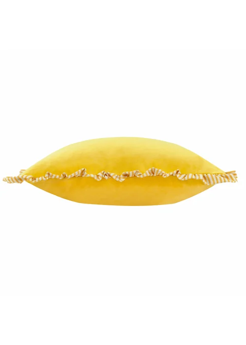 Wylder Solene Ruffle Matte Velvet Yellow Cushion (45 x 45 x 8 cm) - One Size Image 2