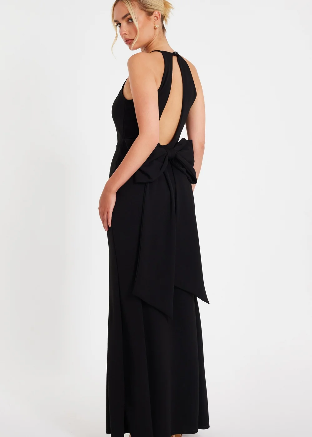 Quiz Black Halter Neck Fishtail Maxi Dress - 12 | Matalan Quiz Black Halter Neck Fishtail Maxi Dress - 12 | Matalan