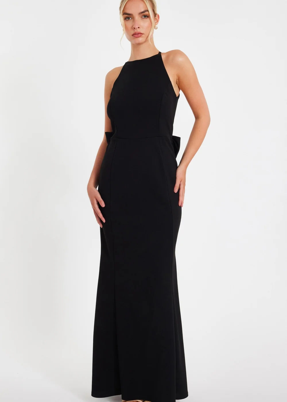 Quiz Black Halter Neck Fishtail Maxi Dress - 12 | Matalan Quiz Black Halter Neck Fishtail Maxi Dress - 12 | Matalan