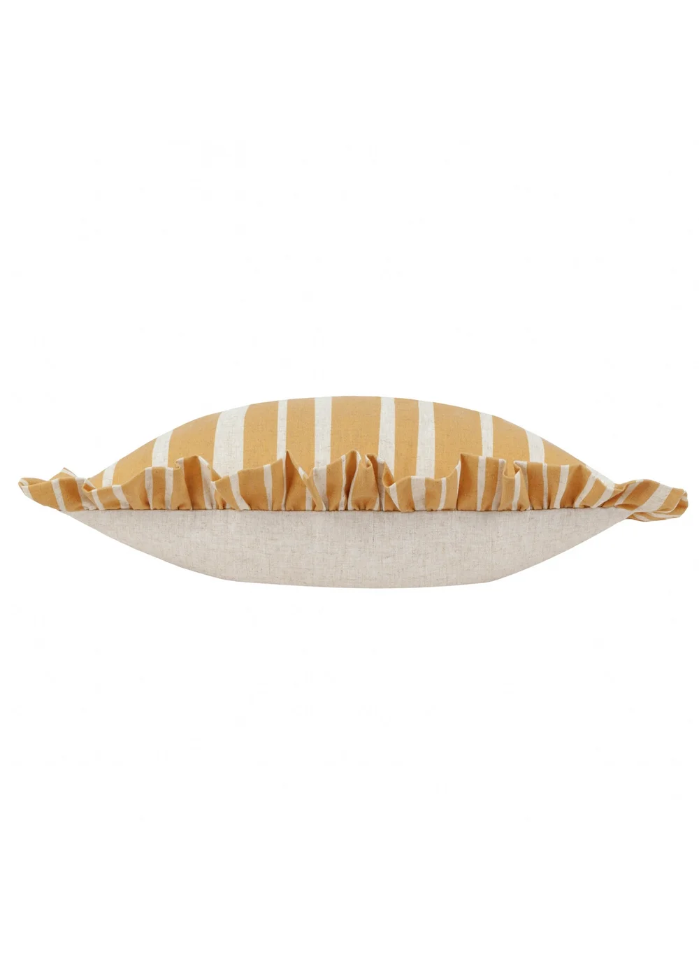 Furn Carmon Stripe Ruffle Ochre Cushion (40 x 60 x 8 cm) - One Size Image 3