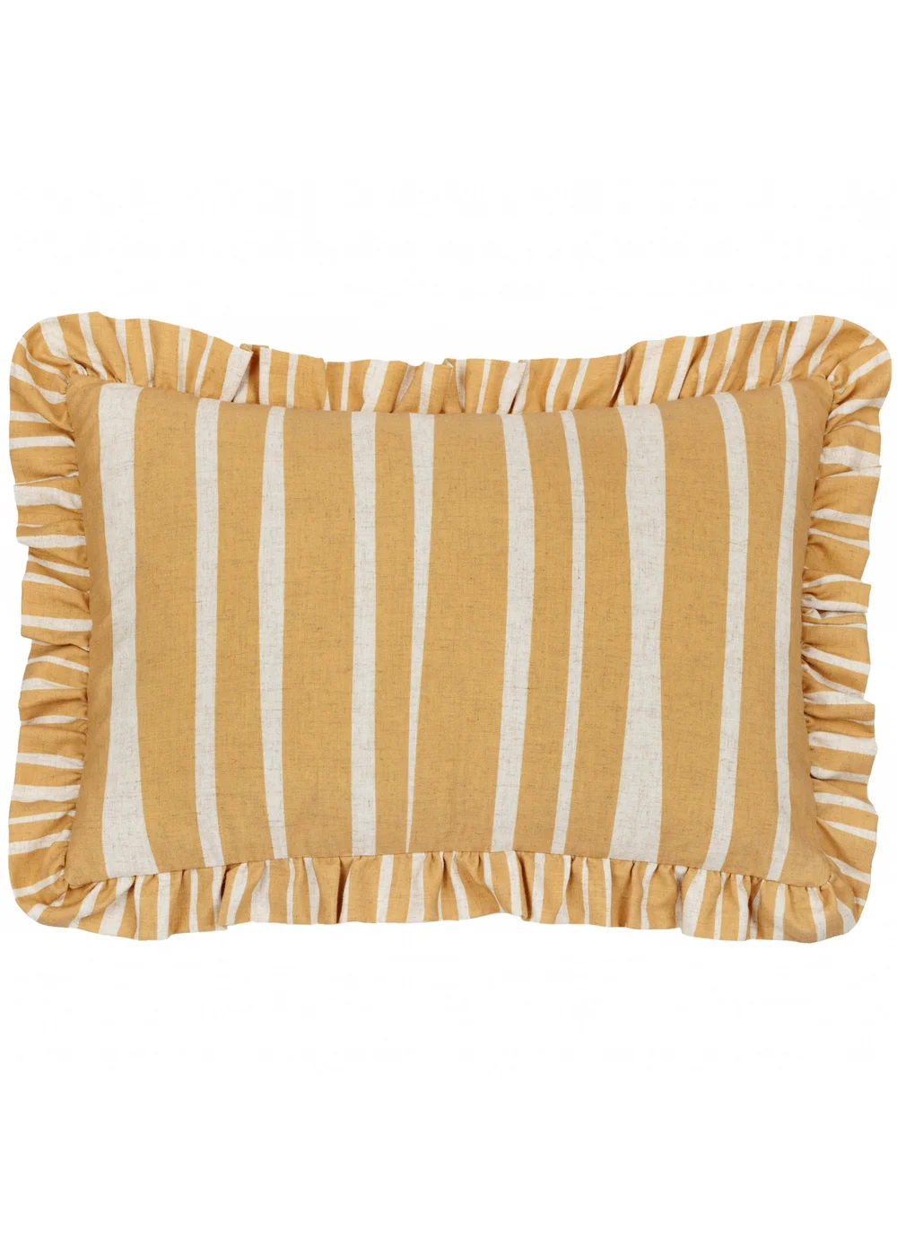 Furn Carmon Stripe Ruffle Ochre Cushion (40 x 60 x 8 cm) - One Size Image 2