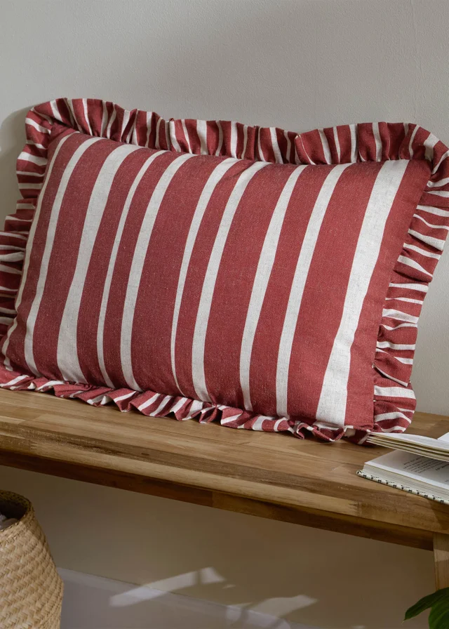 Furn Carmon Stripe Ruffle Red Cushion (40 x 60 x 8 cm)