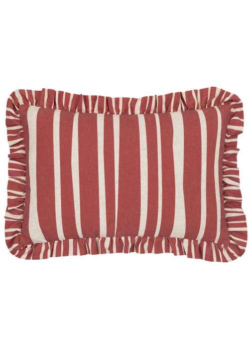 Furn Carmon Stripe Ruffle Red Cushion (40 x 60 x 8 cm) - One Size Image 2